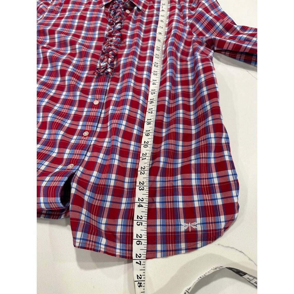 Talbots Plaid Ruffle Front Button Down Long Sleev… - image 6